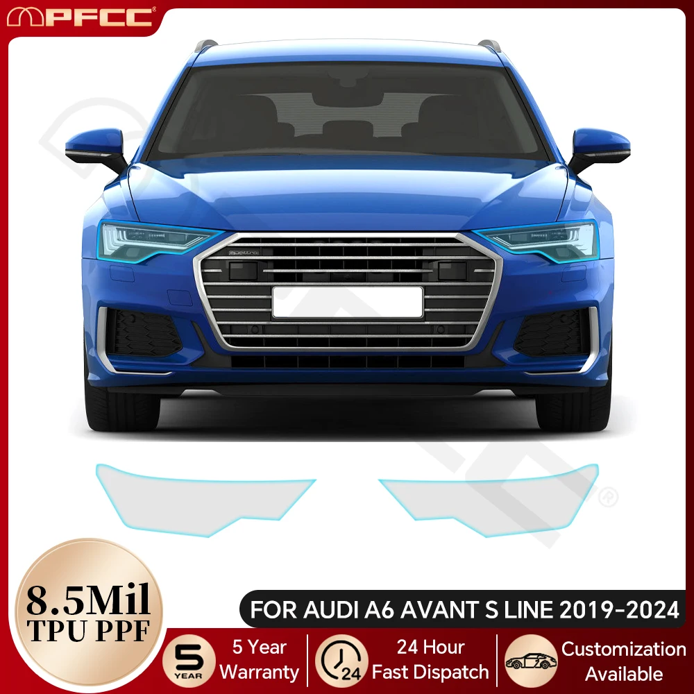 

For Audi A6 Avant S Line 2019-2024 Car Headlight Rearview B Pillars TPU Paint Protection Film Pre-cut PPF Bra Kit Clear Cover