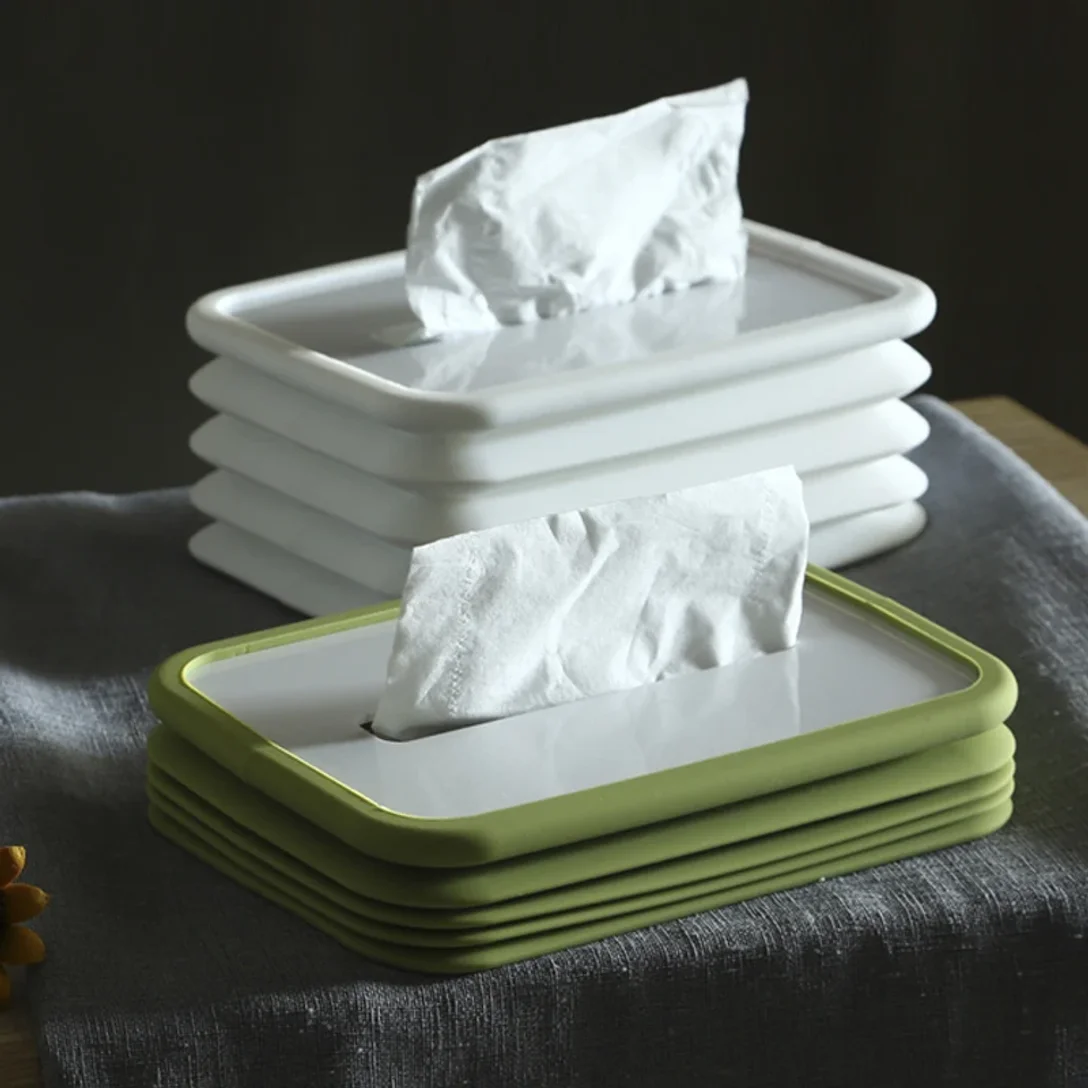 

Silica Gel Paper Towel Box Folding Lifting Paper Drawer Household Living Room Desktop Tea Table Simple Creative Napkin Paper Box