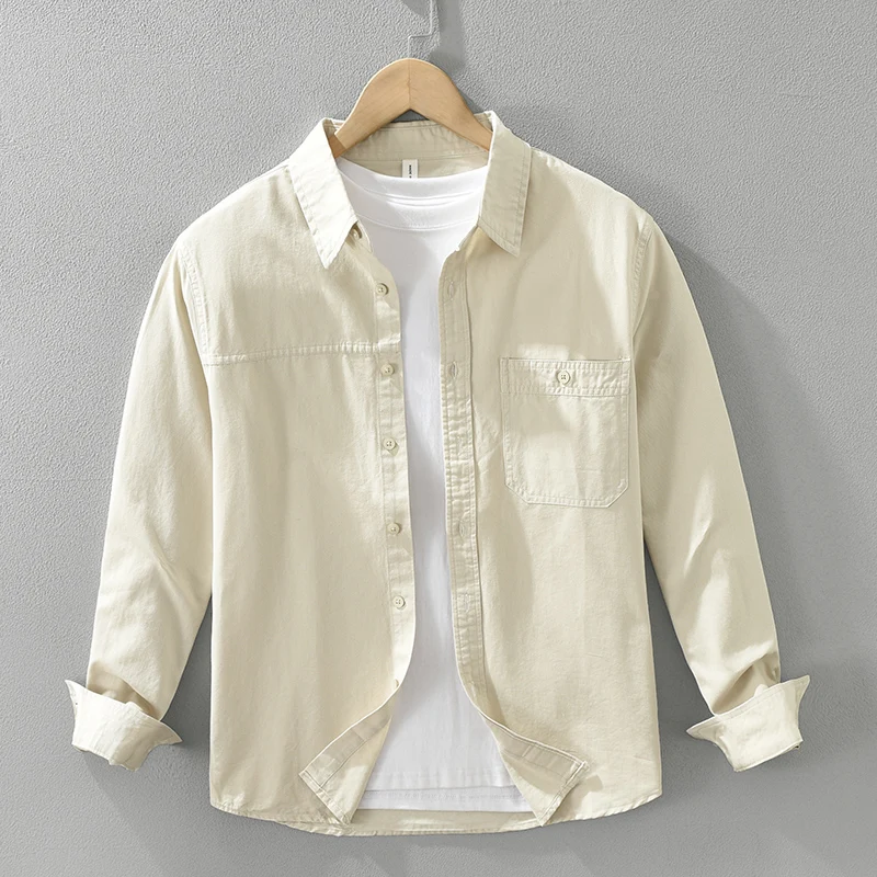 

Spring New Men'S Trend Comfortable Large Size Solid Color Loose Shirts Men'S Breathable High-Quality Versatile Casual Jacket