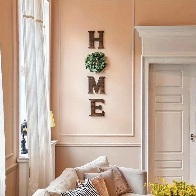 Interior Wall Art Decorative Wood Grain Sticker Spring Wreath Alphabet Decal Peel And Stick Wallpaper Home Room Layout