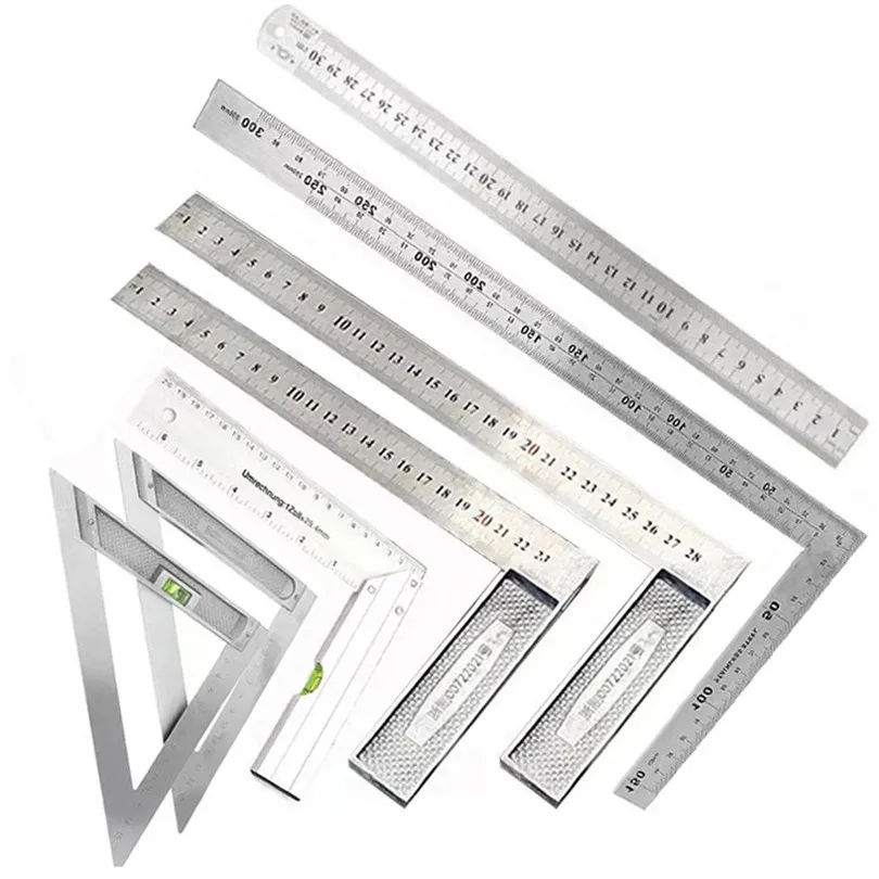 200/250/300mm Aluminum Square Ruler Right Angle 90 Degree Turning Rule Woodworking Measuring Tool Angle Square Carpenter Ruler