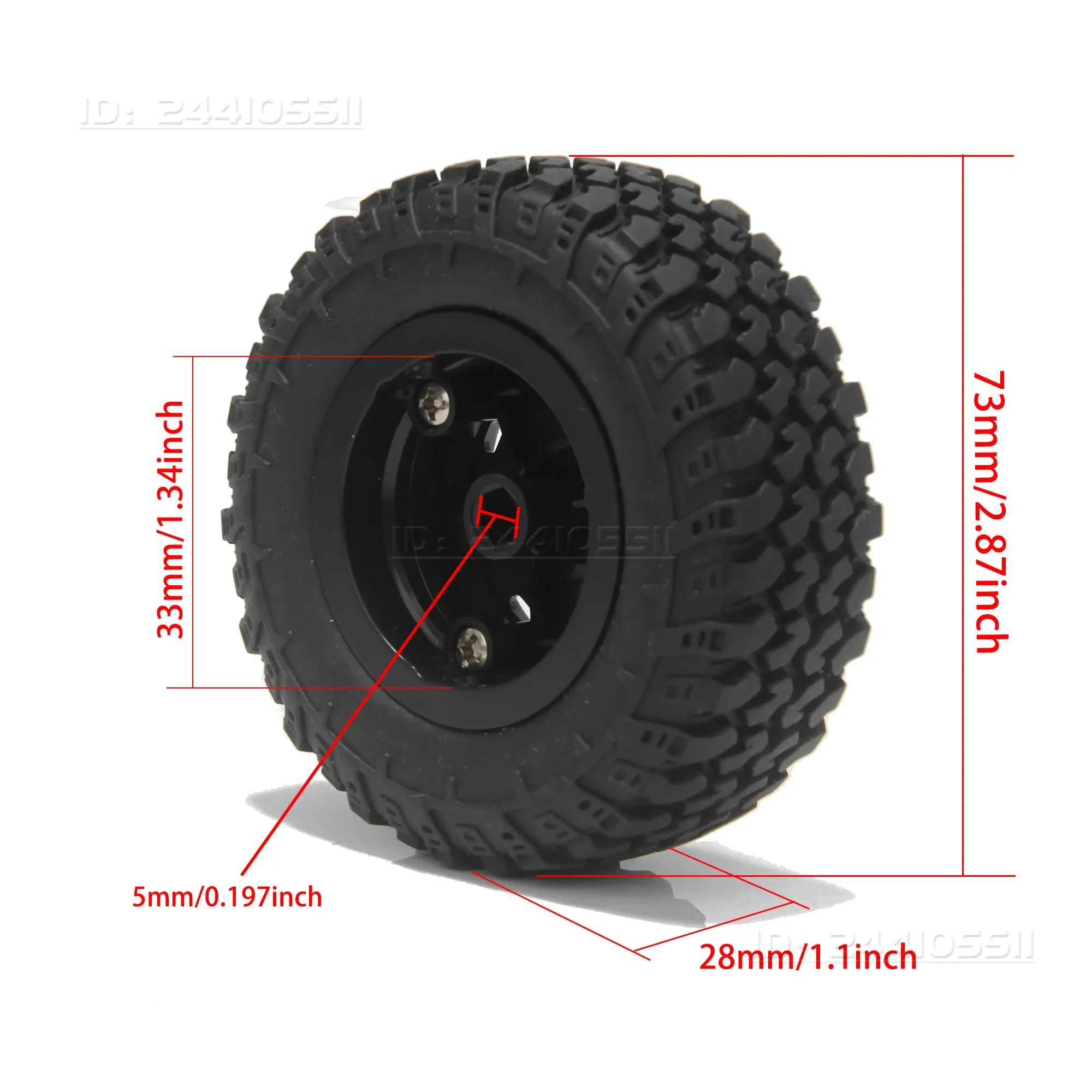 4 Uds. Neumático de goma de 73mm, llanta de rueda de cubo hexagonal de 5mm para vehículo todoterreno RC MN99S MN98 MN82 WPL C24-1 B36 D12 C64 D74-1 parte