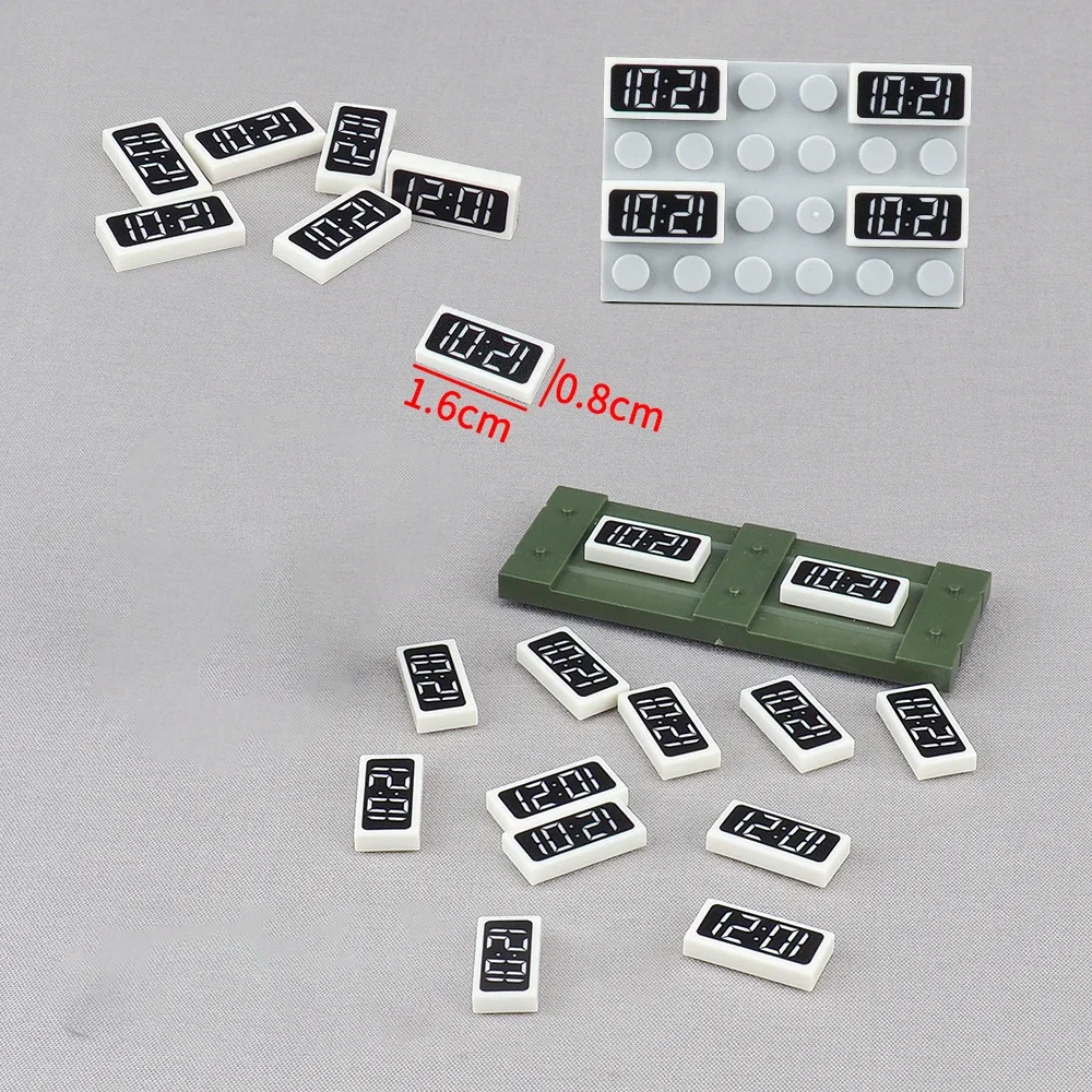 MOC 10PCS 3069 Printed 12:01 Clock Diagram Pattern Building Blocks 3069pb Hanging Face Time Decoration Board Brick Toy Boys Gfts