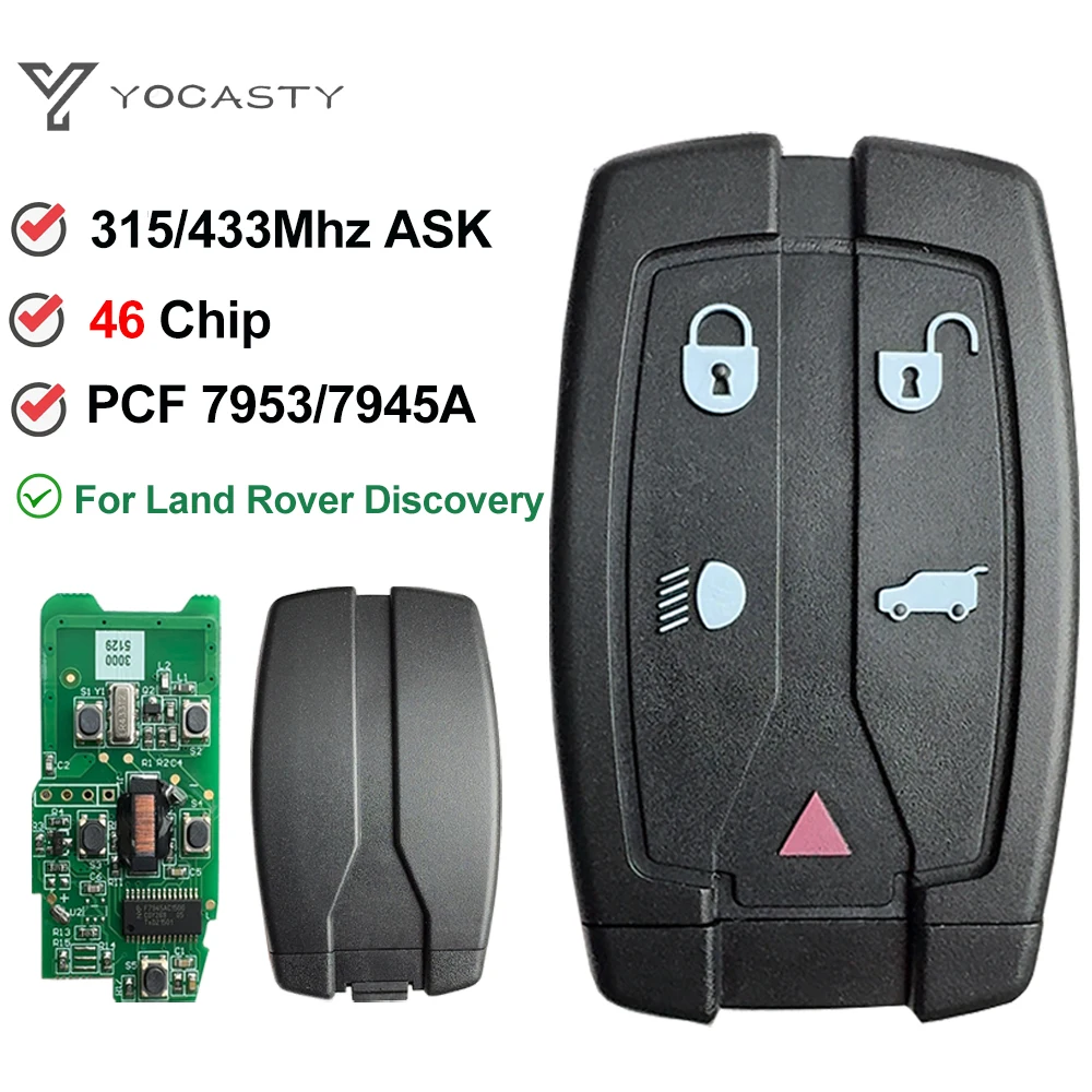 

YOCASTY Smart Remote Car Key Fob 433/315 MHz ID46 PCF7945Chip For Land Rover Freelander 2 LR2 Sport Discovery Battery Charging