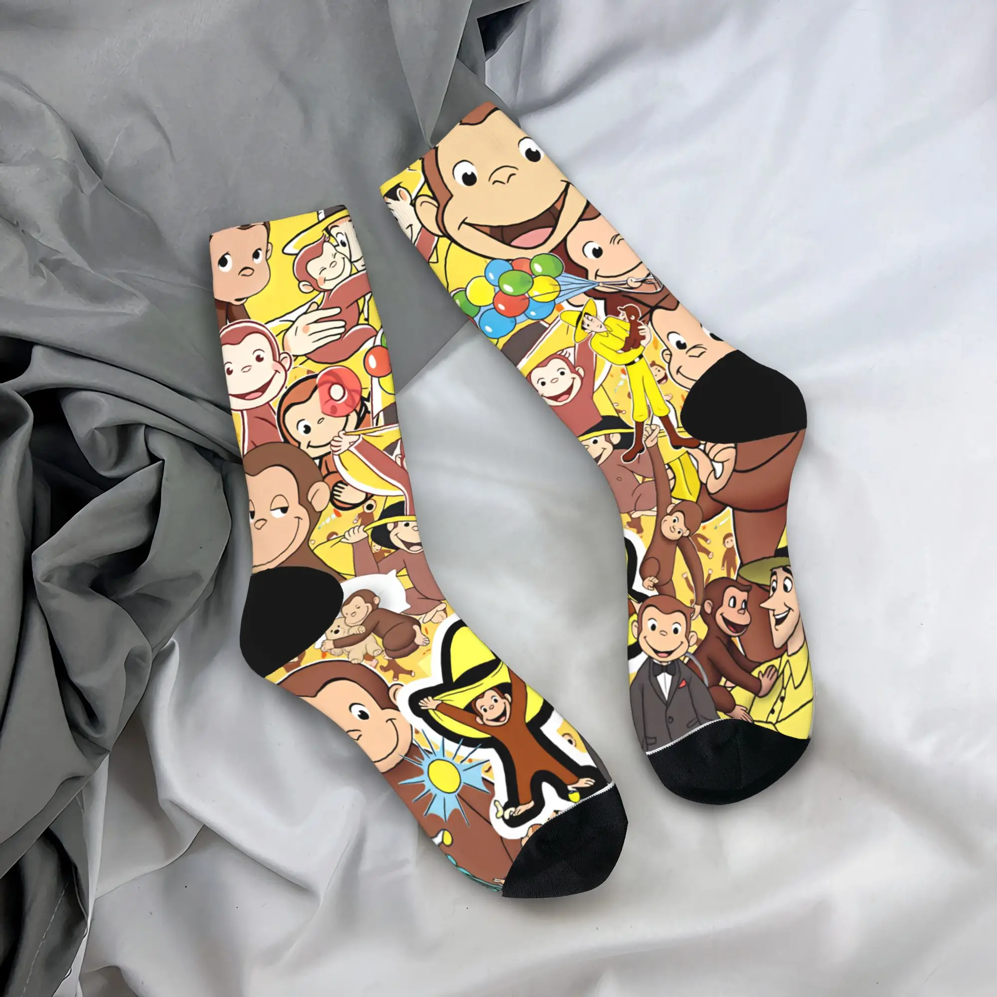 Curious George Monkey Stockings Couple  Socks High Quality Leisure Socks Winter Outdoor Anti Sweat Custom Socks Birthday Gift