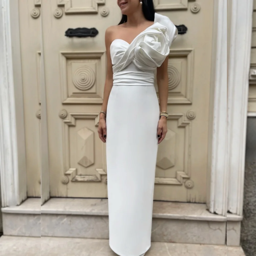 

Matching Elegant Jersey Pleat Ruched Straight One-shoulder Long Dresses Bespoke Occasion Dresses Sizes Available Fashion Simple