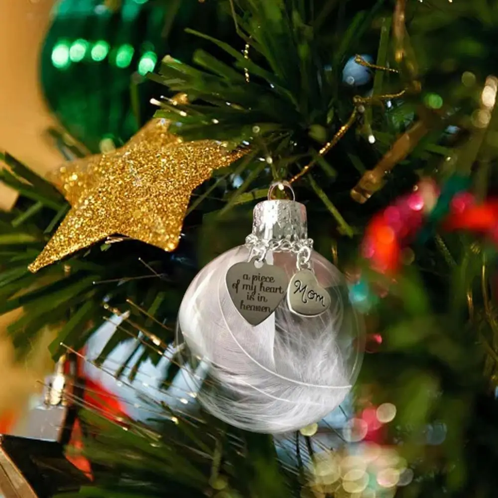 Christmas Tree Decoration Angel Wing Crystal Ball Ornaments Badminton My Heart In Heaven Pendant Merry Christmas Hanging