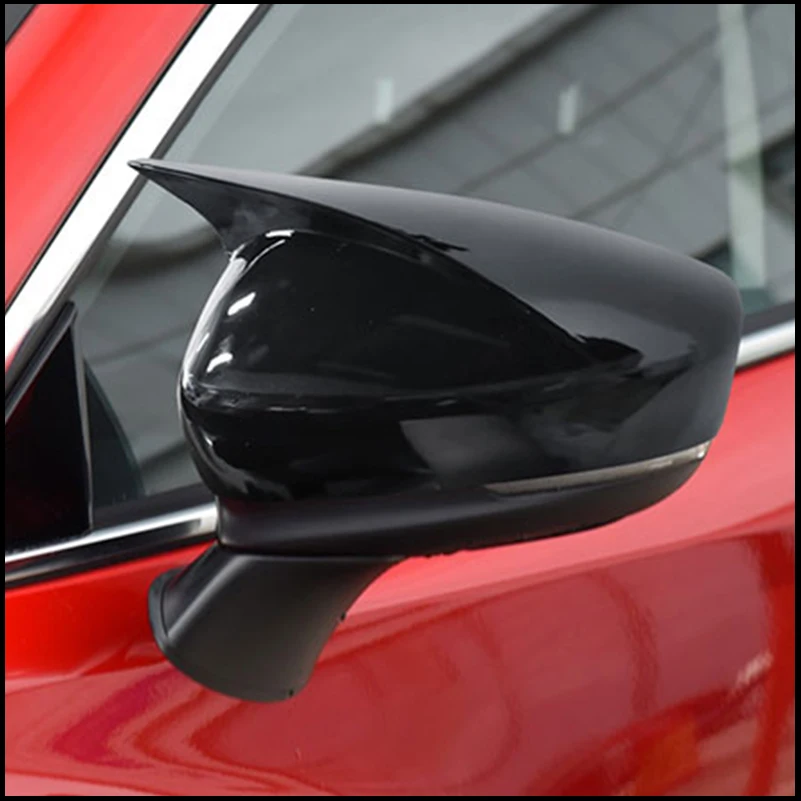 

For Mazda 3 Axela 2017 2018 Rearview Mirror Cover Cap Housing Sticker Trim With Horn Auto Parts Styling Car Accessories