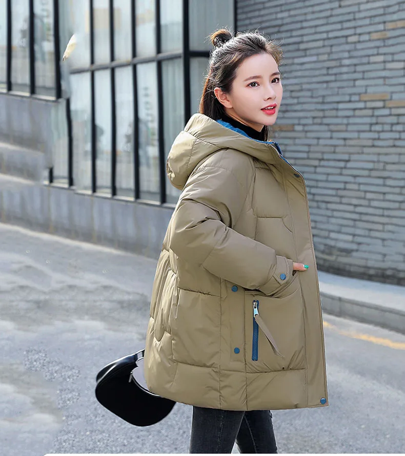 2022 Womens Winter Thick Hooded Down Jacket Cotton Long Warm Padded Parka For Women Plus Size 2XL Winter Coat