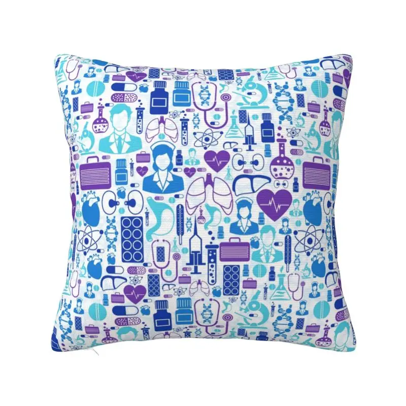 Cartoon Doctors Nurse Pillow Case 45x45cm Home Decor Cute Nursing Print Cushion Decoration Salon Square Pillowcase