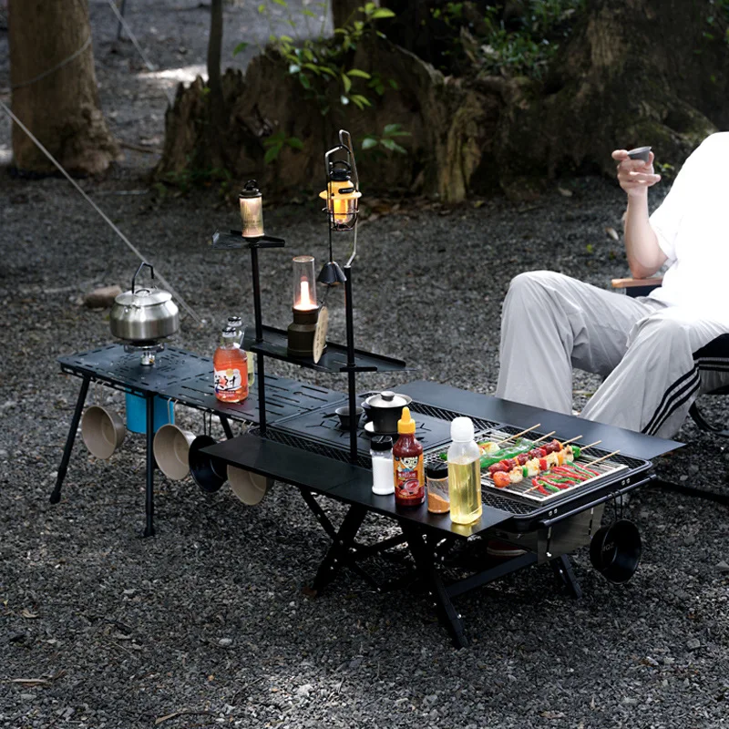 Outdoor two-unit camping table expandable camping table hot pot table tea