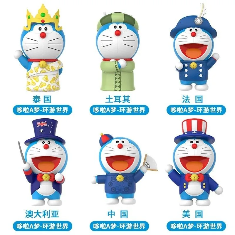 Doraemon Jingle Cat Around The World Series materiale in PVC creativo Cartoon Doll Car Desktop camera da letto ornamenti decorativi