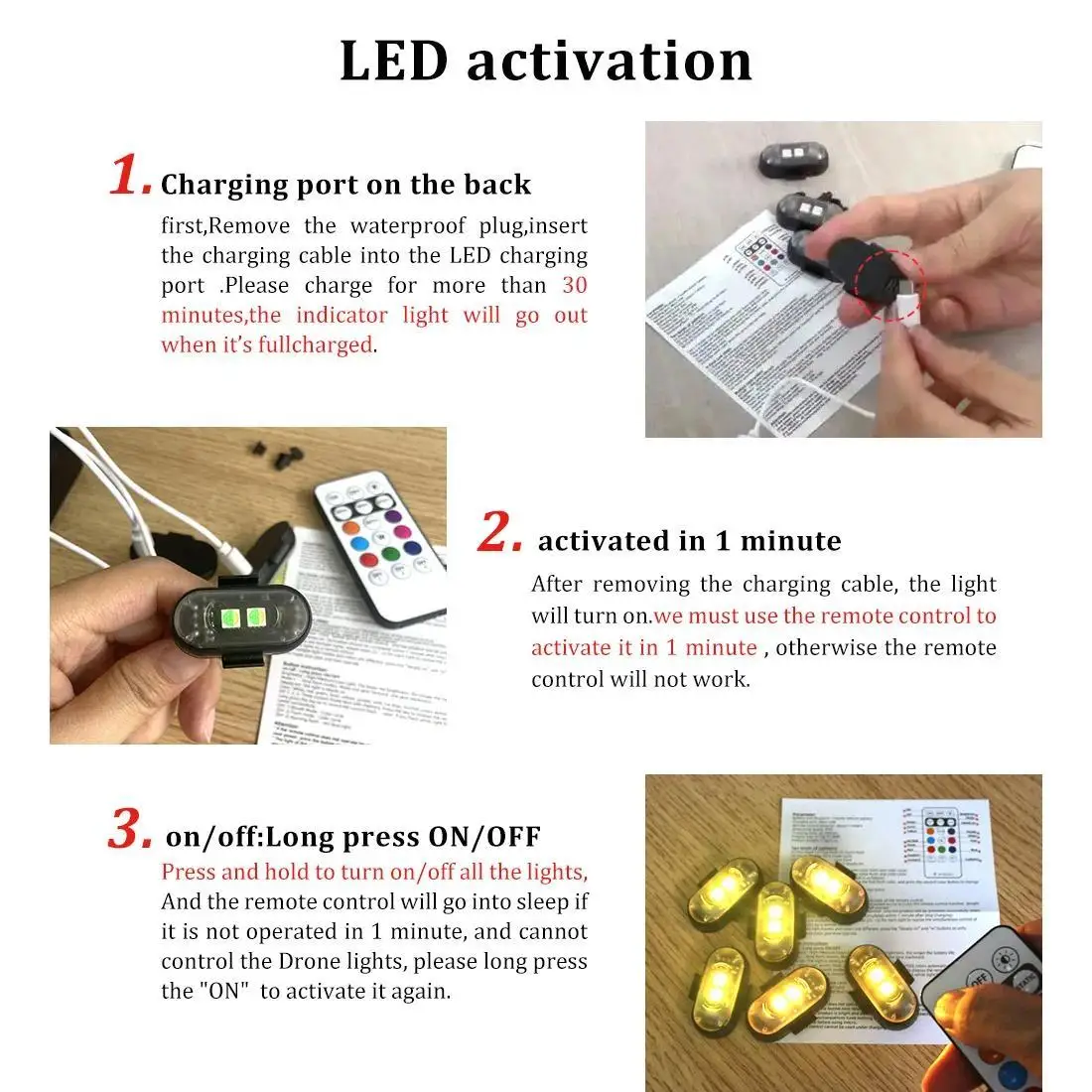 4pcs Wireless Remote Control Car LED Light, Multi-mode Car Warning Light, Decorative Light for Car Motorcycle, Car Accessories