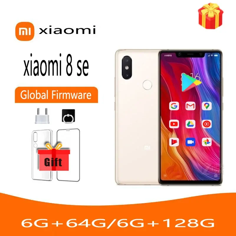 Global rom Xiaomi 8 SE Cellphone with Phone Case, Dual SIM Smartphone, 3120mAh Battery, Android Cell Phone, Original