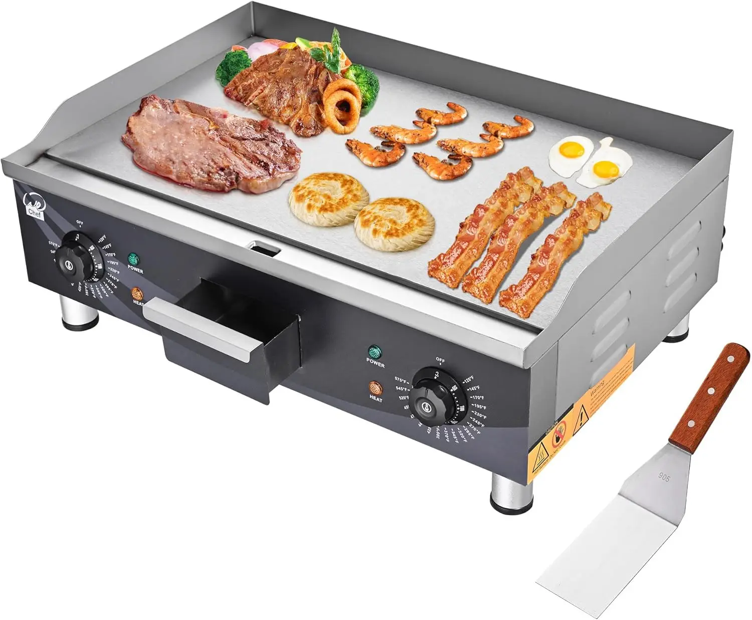 

WeChef 3500W 24" Electric Countertop Griddle Flat Top Commercial Restaurant BBQ Grill