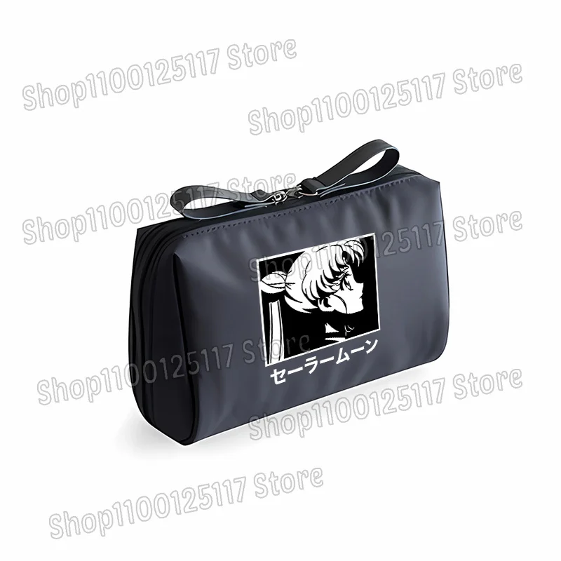 بحار القمر حقيبة مستحضرات التجميل المرأة أنيمي مطبوعة كيس التخزين مقاوم للماء لطيف الفتيات حقائب أدوات الزينة Kawaii الوردي الأسود سستة حقيبة يد