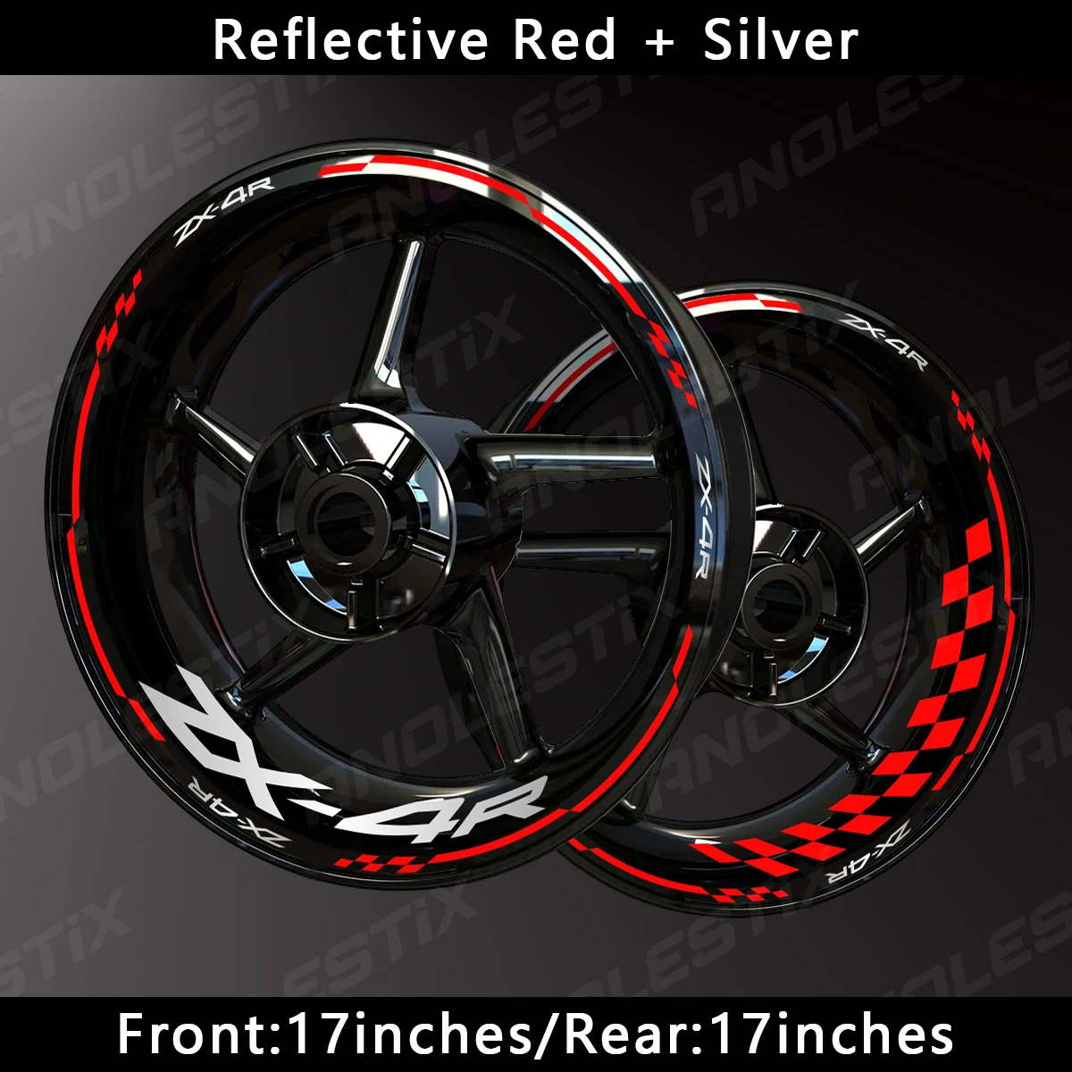 AnoleStix stiker velg sepeda motor ZX4R, stiker Decal Hub roda sepeda motor reflektif untuk ZX-4R