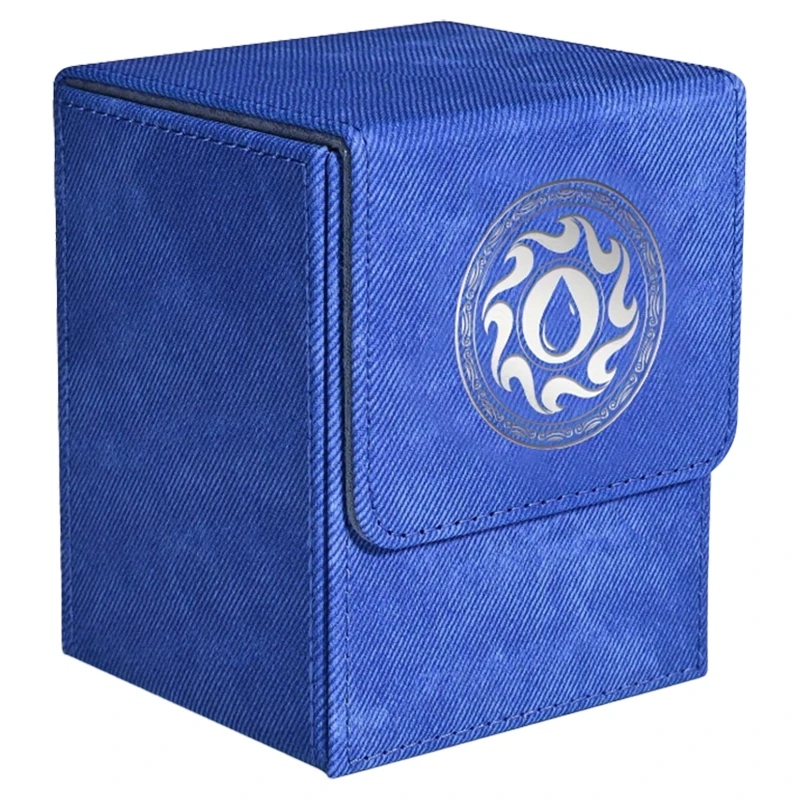Card Deck Box, hold 100+ single sleeved cards, PU leather denim embossed