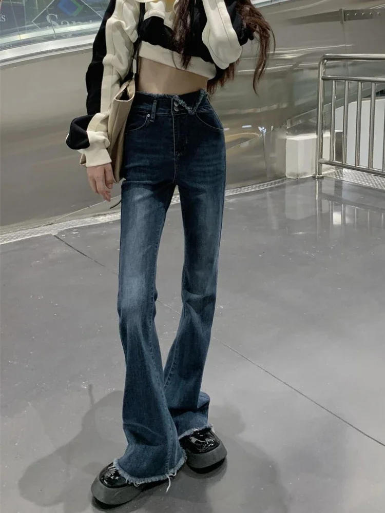 Jeans Women Fashion Simple Empire Design High Street All-match Boot Cut Leisure Cozy Korean Style Elegant Temperament Vintage