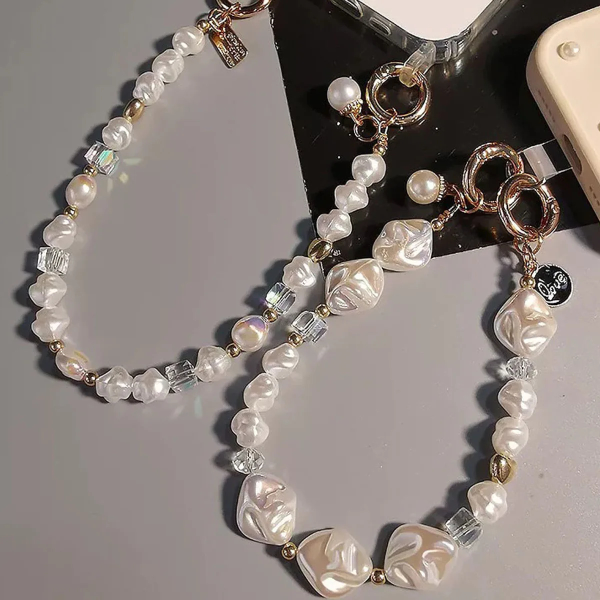 

Mobile Phone Chain Hanging Rope Bracelet Shaped Pearl Chain Crystal Bead Bead String Pendant Bag Pendant Phone Case Hanging Rope