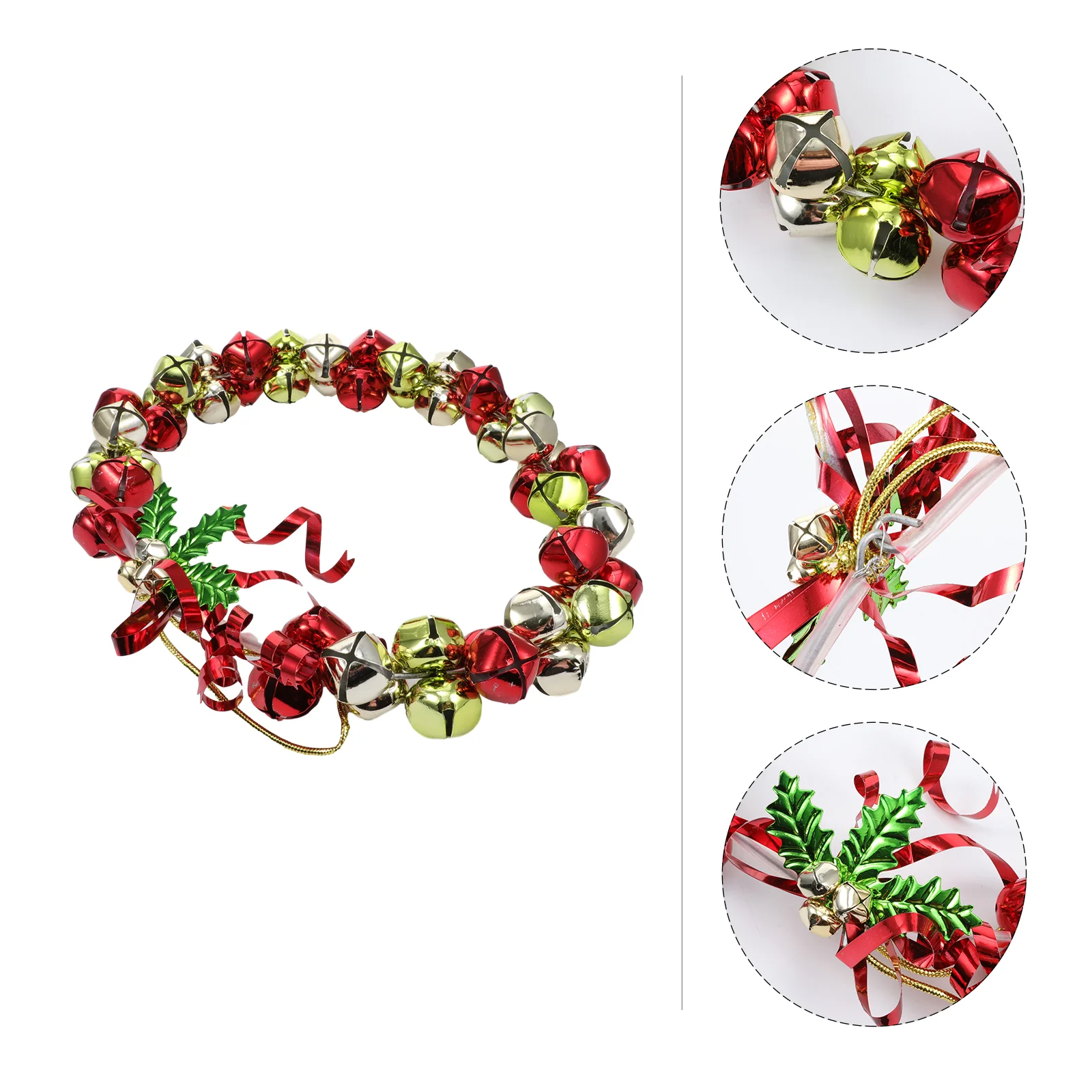 

Christmas Wreath Garland Hanging Bell Door Decorate with Metal Decoration Xmas Decorative