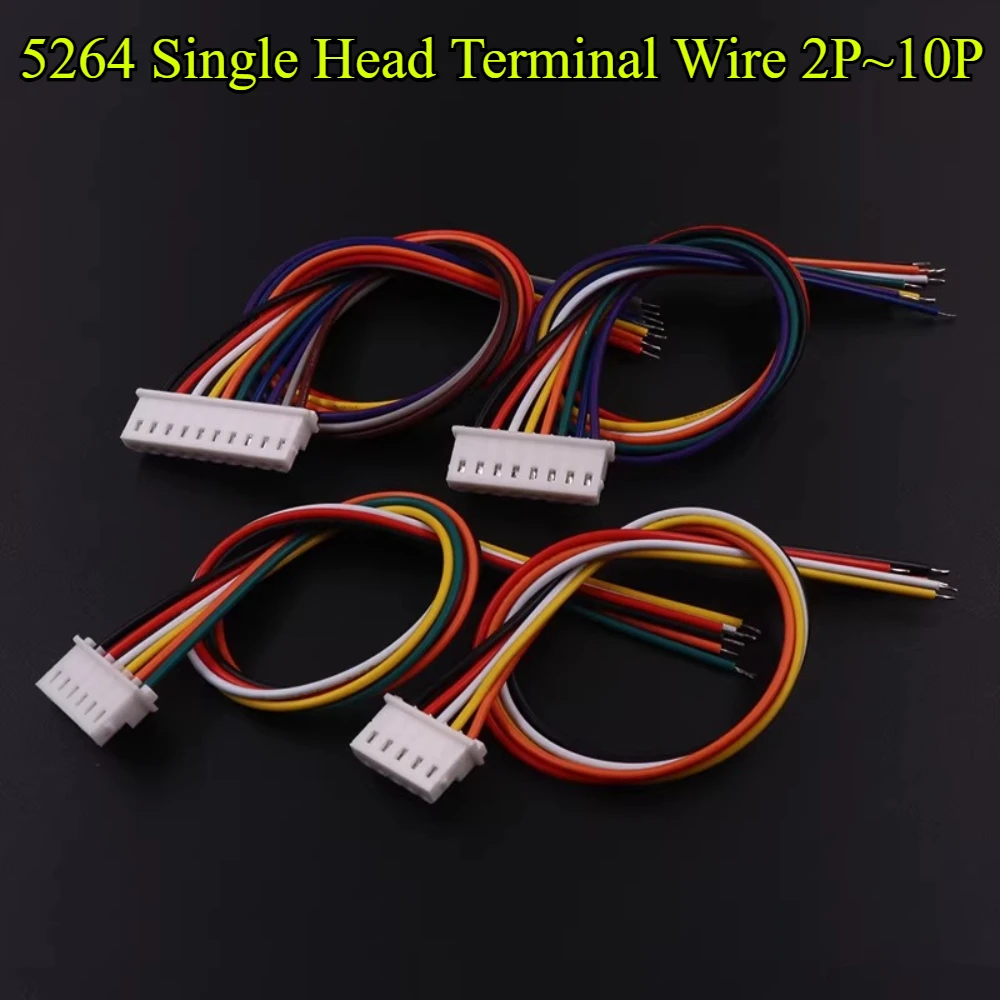 50Pcs 5264 Single Head 2P/3P/4P/5P/6P/8P/10P Terminal Line Pitch 2.54mm Electronic Wire 26AWG Wire Length 20cm Connection Line