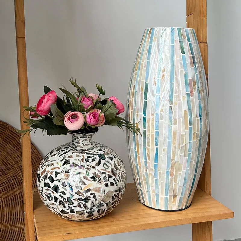 Wholesale Color Shells Light Luxury Nordic Desktop Storage Dried Flowers Vase Shooting Props American Furniture Flower Basket