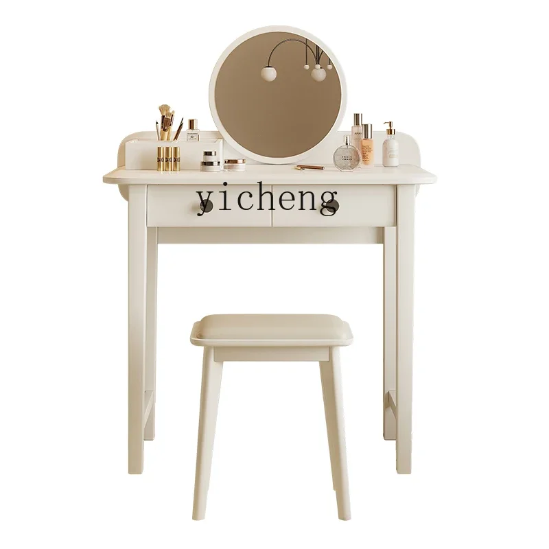 

ZC white solid wood dresser modern simple makeup table bedroom bay window small apartment