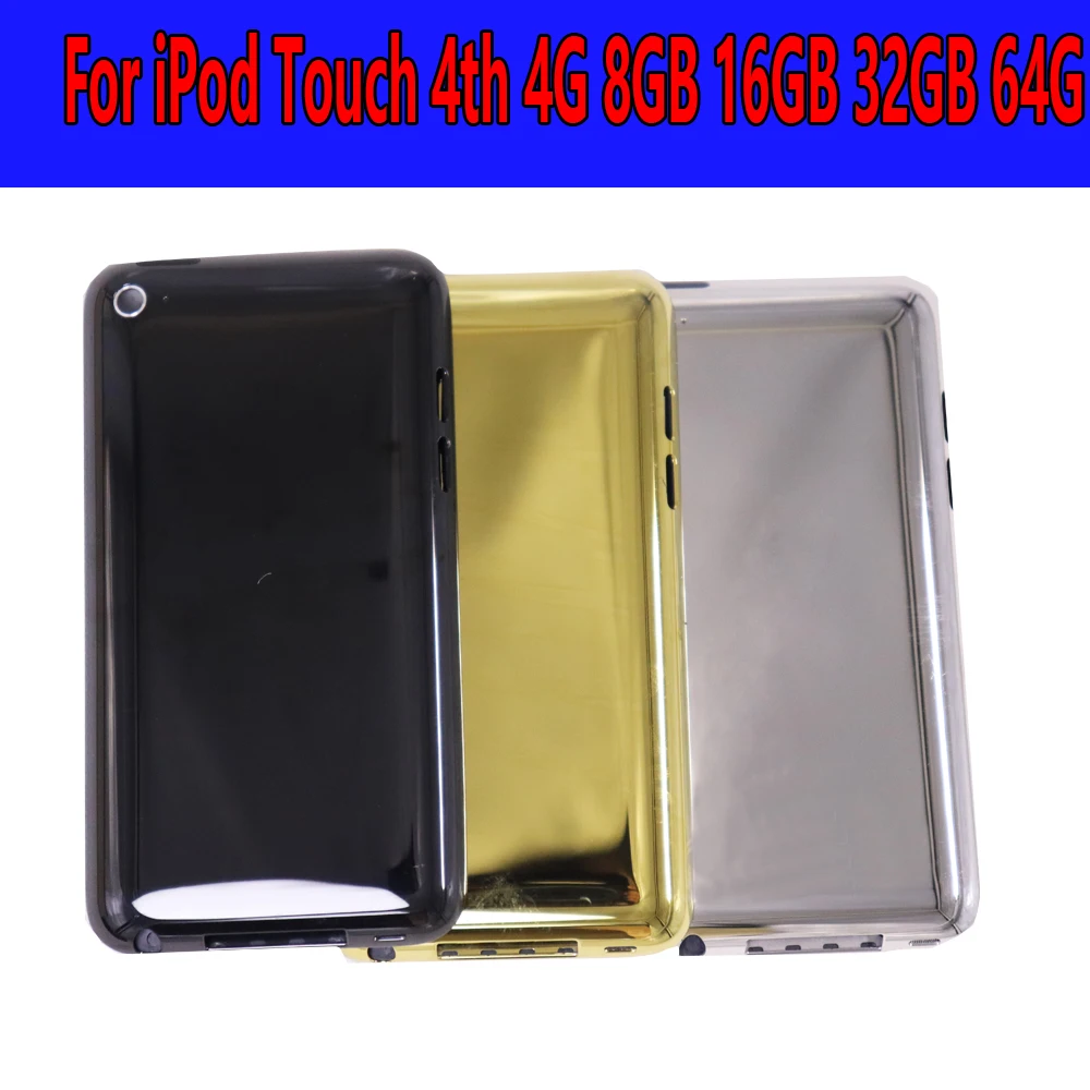 Carcasa trasera de metal en blanco y negro, soporte de marco plateado, dorado y negro para iPod Touch 4th 4G 8GB 16GB 32GB 64GB