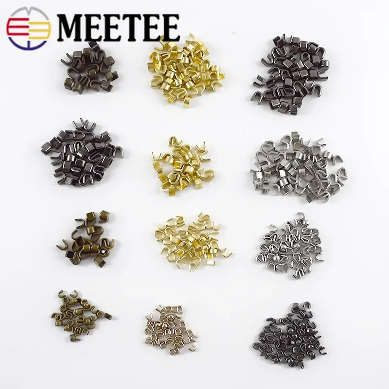 Meetee 20pcs Brass U Style Zipper Stopper Non-slip for 3# 5# 8# 10# For Metal Nylon Resin Zippers Repair Crafts Accessory ZA212