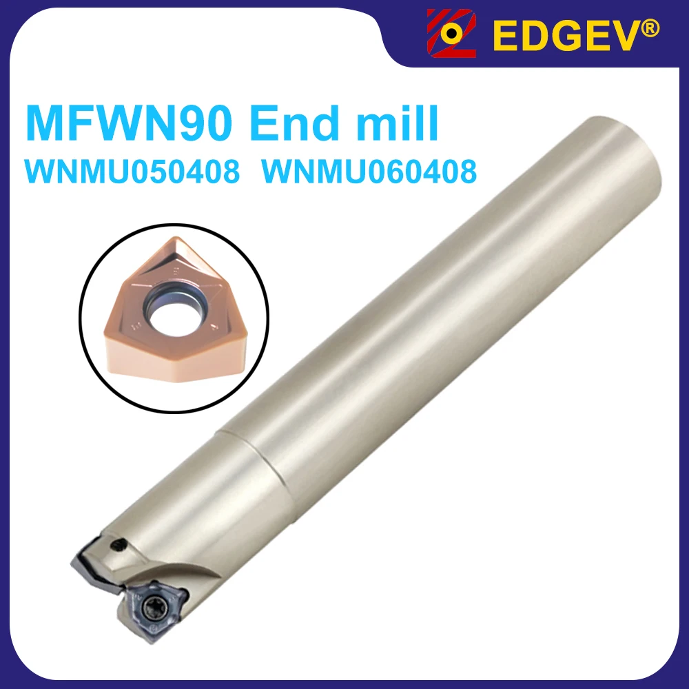 

EDGEV MFWN90 Milling Cutter Rod,WNMU WNMU050408 WNMU060408 Tool Holder,MFWN 90 Double Sided Hexagonal Heavy Cutting Endmill Head
