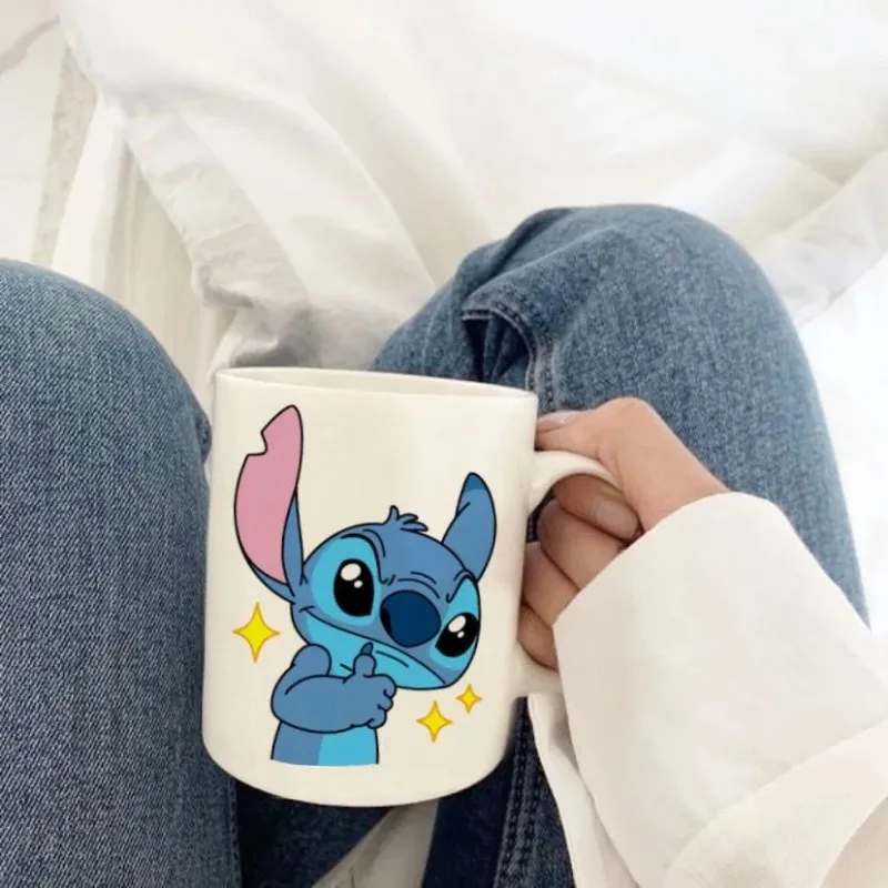 New Lilo & Stitch Ceramic Animated Mug Milk Water Cup Male and Female Couple Ins Style Girls Simple Personalized Cute Cup Gift