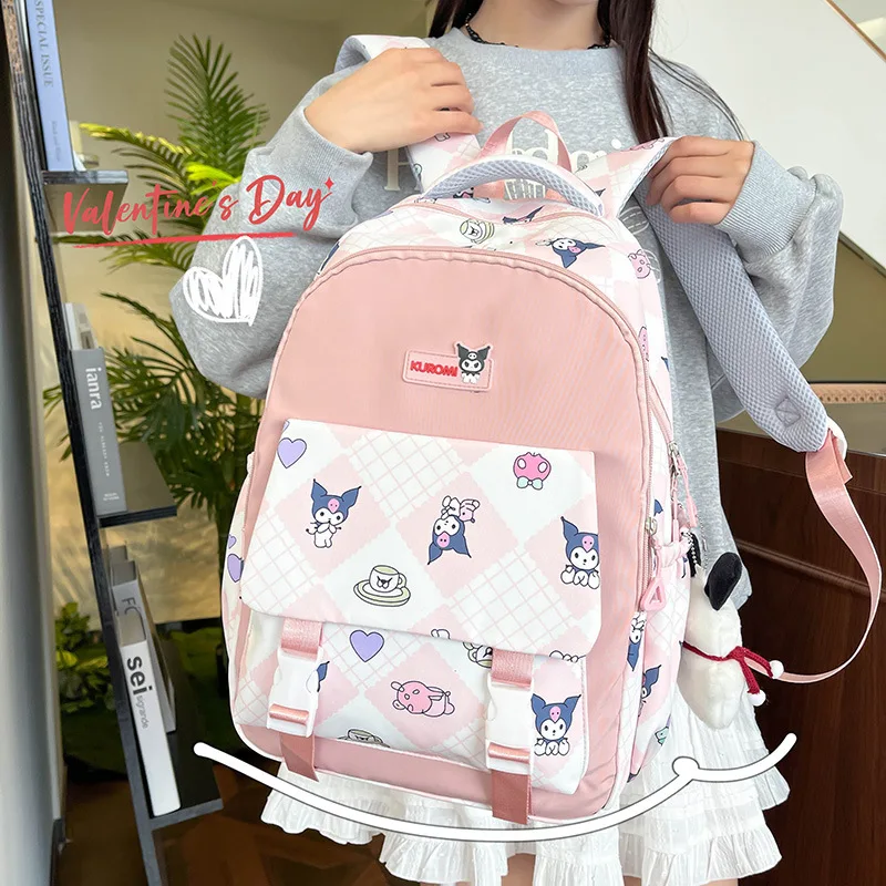 

Sweet Kuromi Anime Kawaii Sanrio Ins Fashion Students Backpack Bag Cute Cartoon Y2K Campus Storage Bag Printed Gifts for Girls