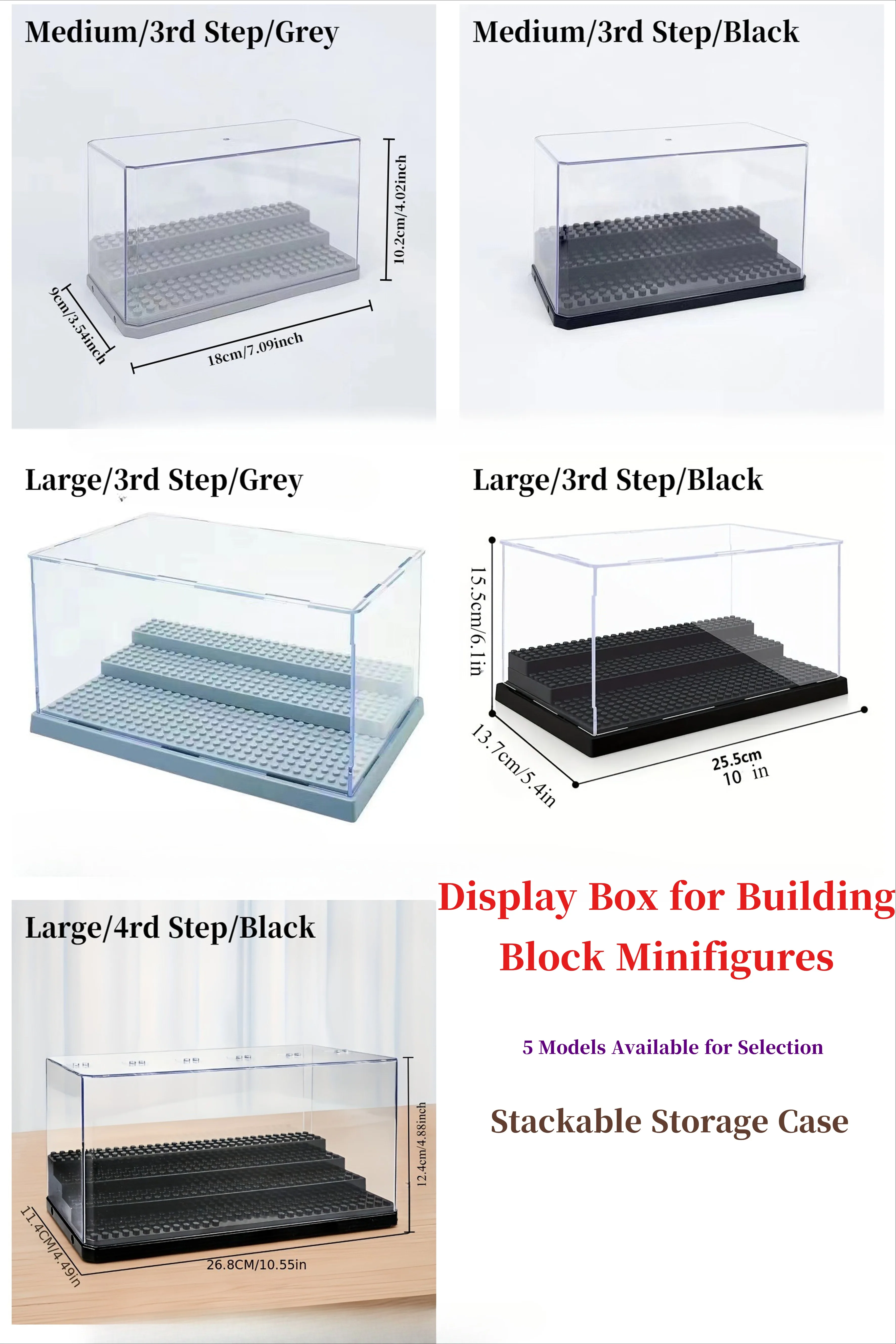 1pc Dustproof Transparent Building Blocks Display Box, Lego-Compatible, Stackable, Ideal for Kids Gifts & Mini Figure Collection