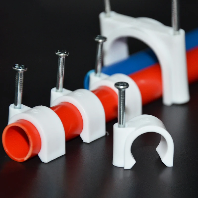 45PCS Round Cable Clips 16/20/25mm C Shaped Steel Nail Wire Clamp PVC Pipe Clamp Line Cord Buckle Management Fixed Wall Holder
