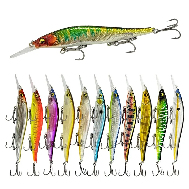 

EASYFISH Artificial Fish Lures110cm 18g 12 Colors Floating Minnow High-quality Coating, Sharp Triple Hooks 3D Simulated Fish Eye
