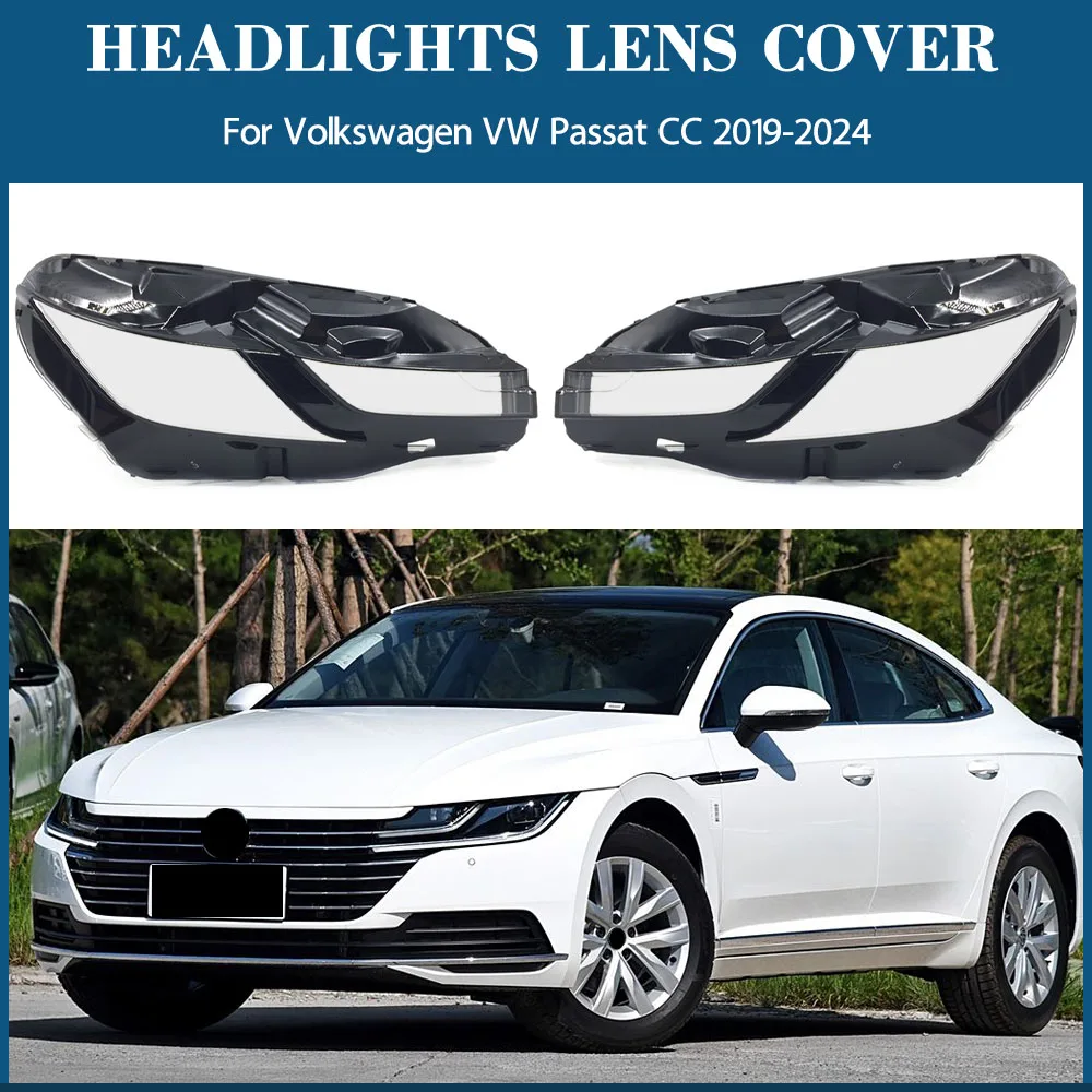 

For Volkswagen VW Passat CC 2019 2020 2021 2023 2024 Front Headlamp Cover Transparent Lampshade Plexiglass Replace Original Lens
