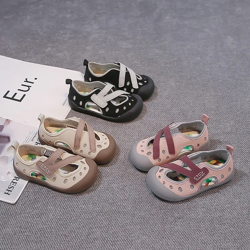 Boys Girls Tennis Shoes Toes Capped Kids Casual Sandals Hollowed-out Soft Sole 2026 Summer New Children Sports Shoes Non-slip