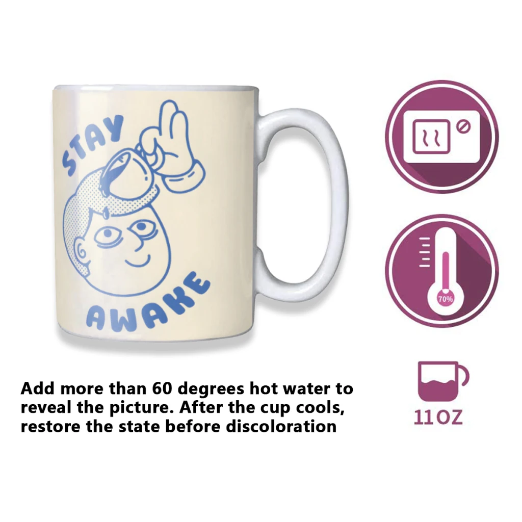 Stay Awake Creativity Change Color Chang mug Ceramic mug Hot Coffee Cup Breakfast Cup Mug Friend Gift