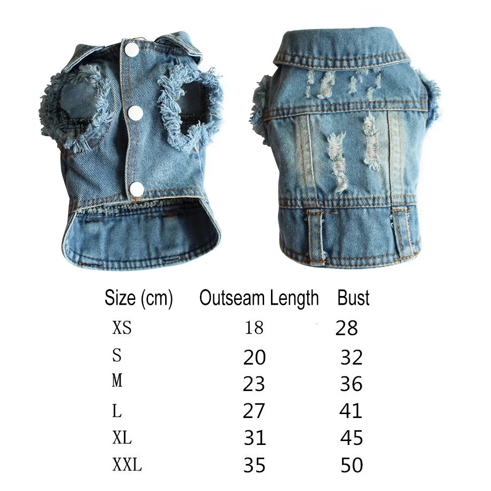 

Denim Dog Vests Cool Pet Jacket for Small Pups Xs Light Wash Frizzy Arms Stylish All Year Round Gift Denim Vest