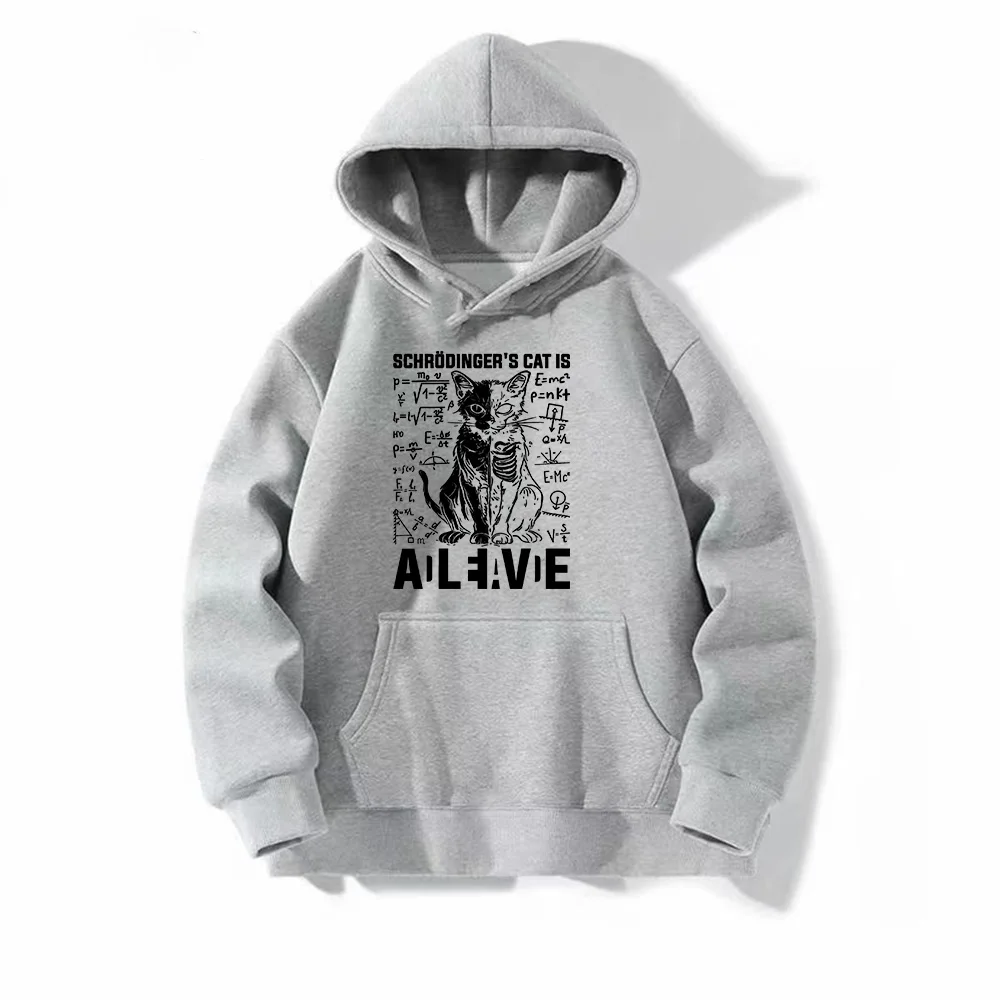 Schrodinger\'s Cat Dead and Alive Physics Hoodie Men Women Aesthetic Sweatshirts Fall Oversized Pullovers Creative Harajuku Hoody