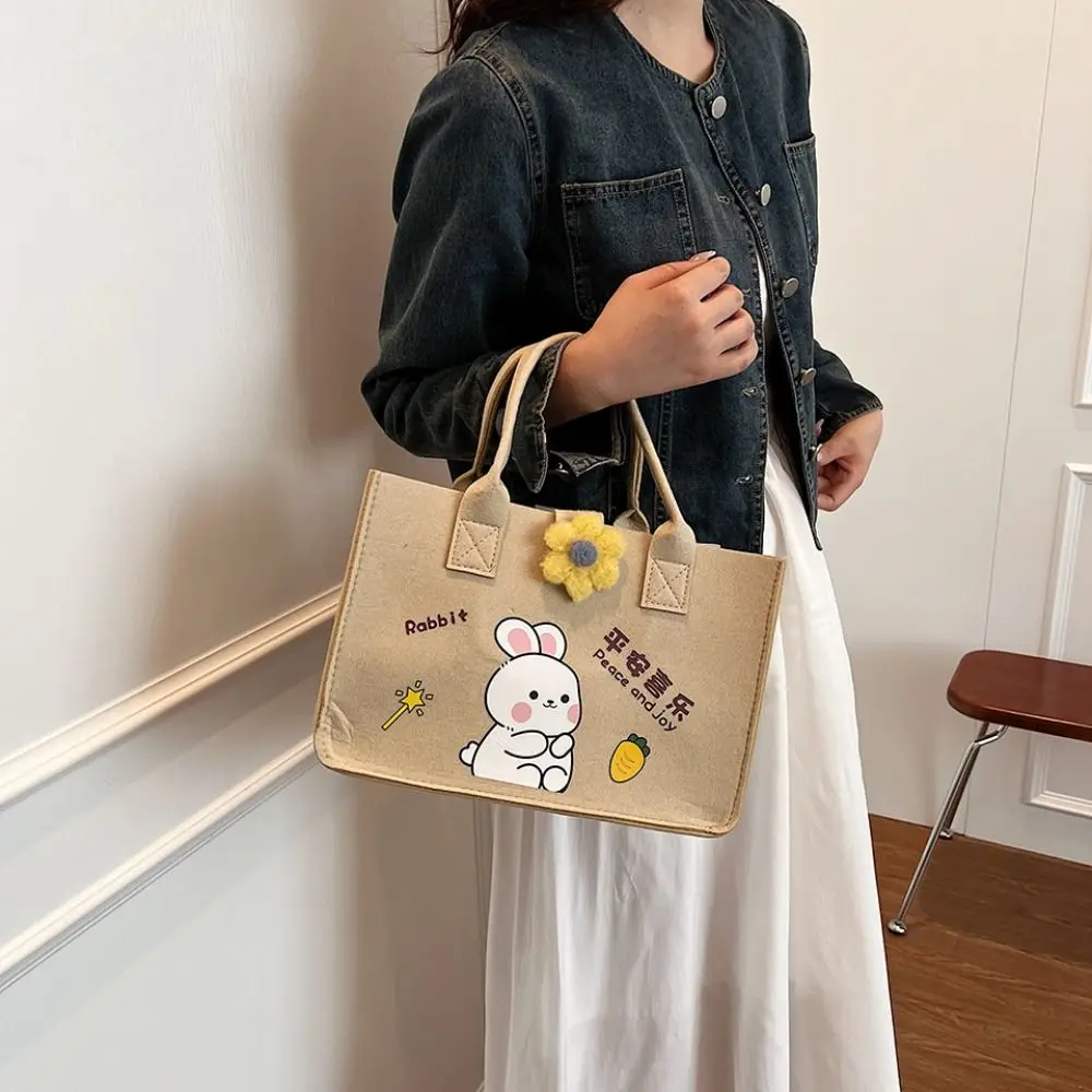 

Fashion Large Capacity Rabbit Felt Bag Flower Storage Bag Cartoon Felt Handbag Mommy Bag Gift Bag Shopping