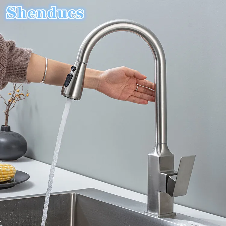 Smart Touch Kitchen Sink Faucets 304 Stainless Steel Hot Cold Kitchen Sink Mixer Tap Sanitary Ware Sensor Touch Kitchen Faucet