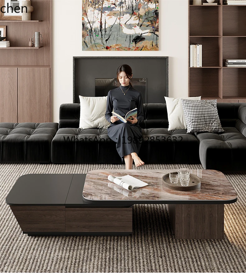 b9 retro lifting rock slab solid wood coffee table TV cabinet combination premium coffee table table