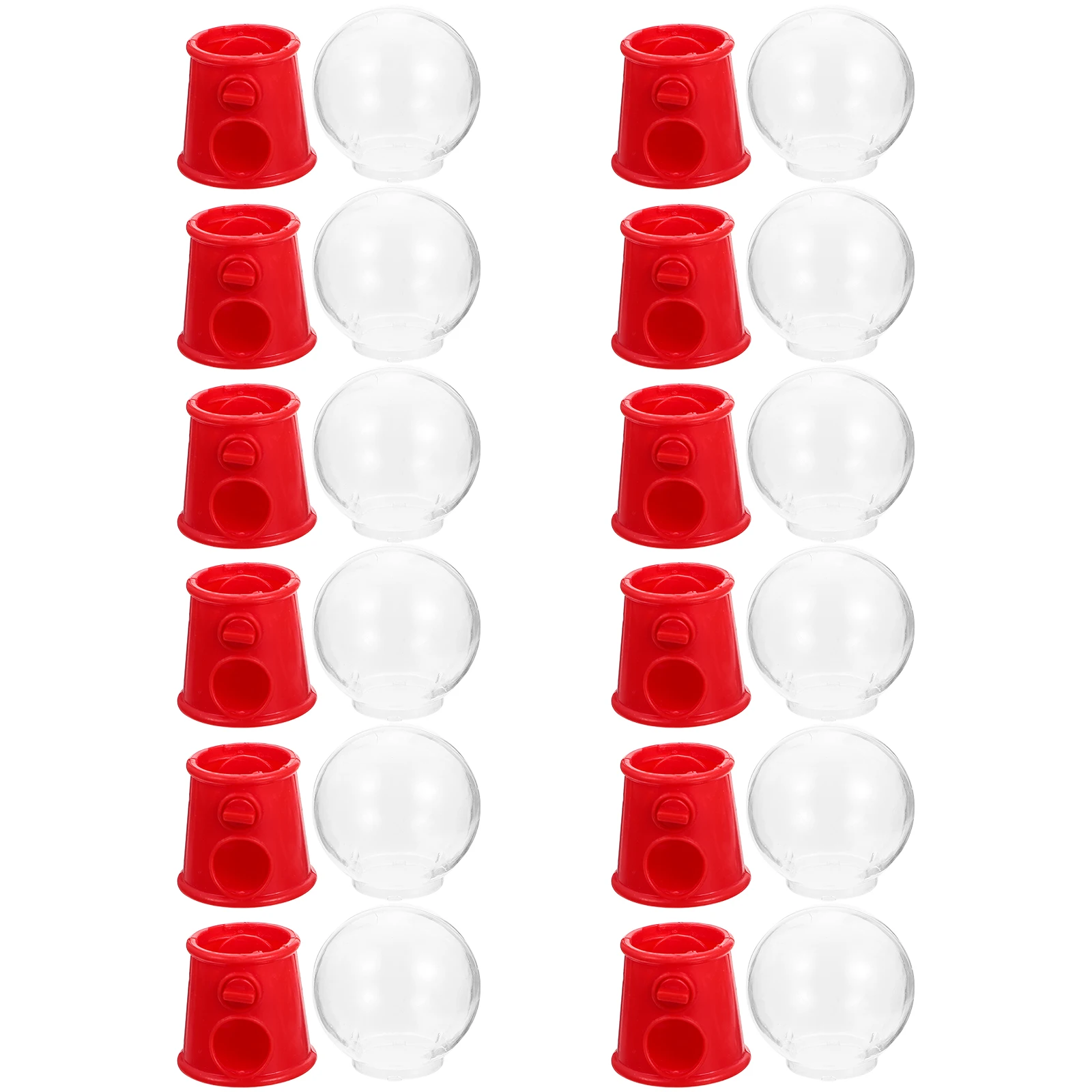 

12 Pcs Mini Gumball Machine Candy Dispenser Bulk Toys Plastic Small Creative Kids Birthday Party Gift Red Color Cake Decor