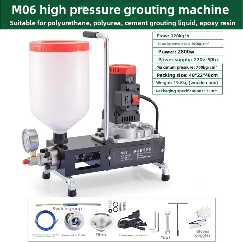 High Pressure Grouting Machine for Cement Polyurethane Polyurea Waterproof Leak Repair Hollow Drum Caulking