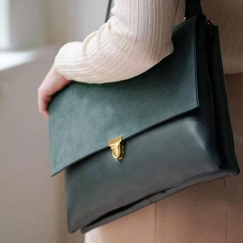 American Retro Suede Like Frosted Suede Patchwork Contrasting Color Women's Bag Autumn And Winter New Square Shoulder Bag Trendy