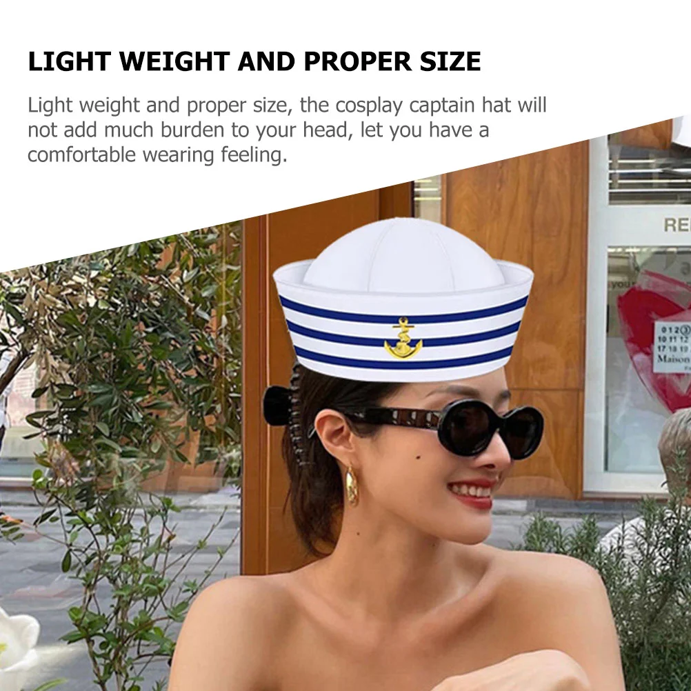 2 Pcs Sailor Hat Women Captain Prop Hats Makeup Cosplay for Boating Polyester (polyester Fiber) Stage Performance Newsboy