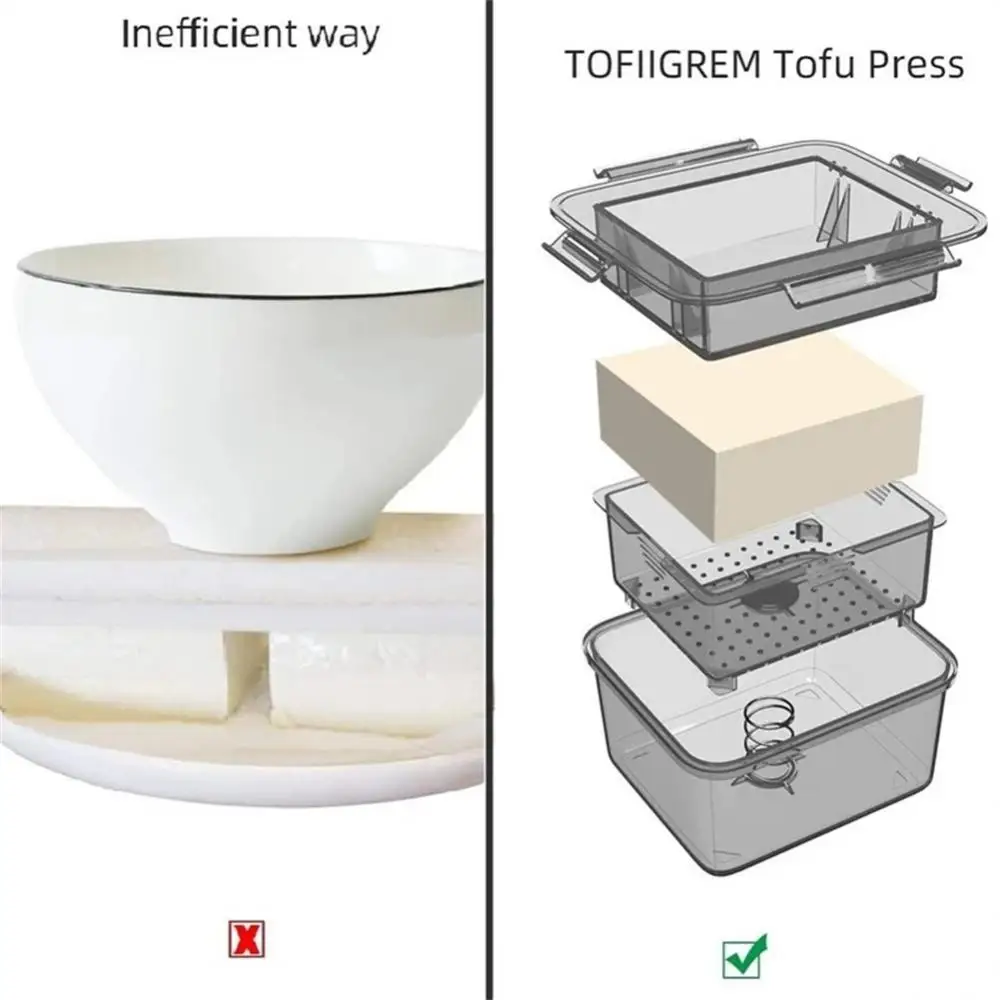 Tofu Press Tofu Drainer 3-Layer Tofu Press Making Mold Built-in Drainage Water Removing Tool Dishwasher Safe Kitchen Cooking