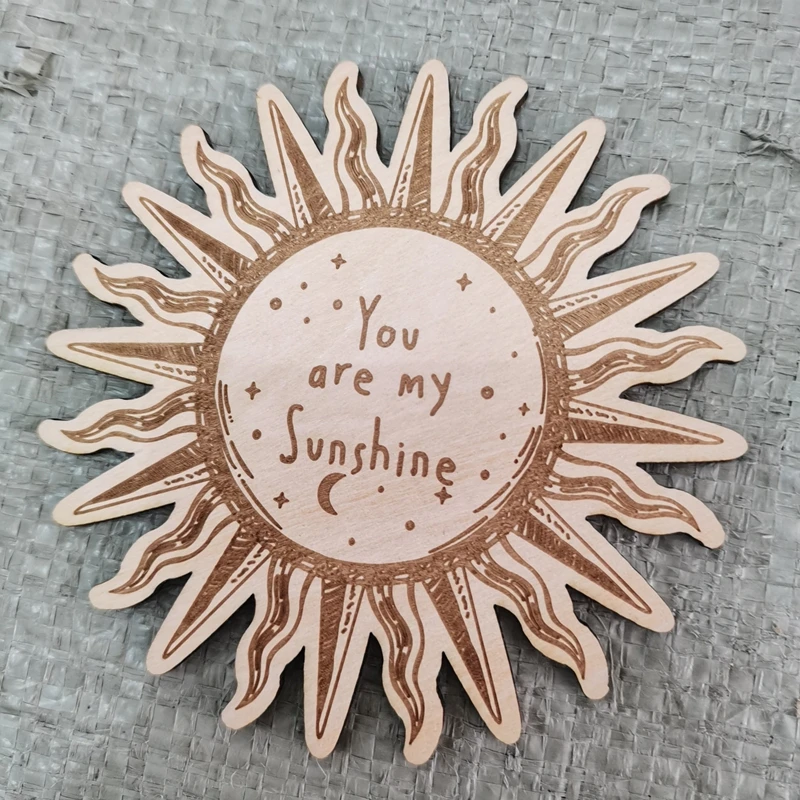 Sunshine Sun wood Birth Announcement Disc Sun Milestones